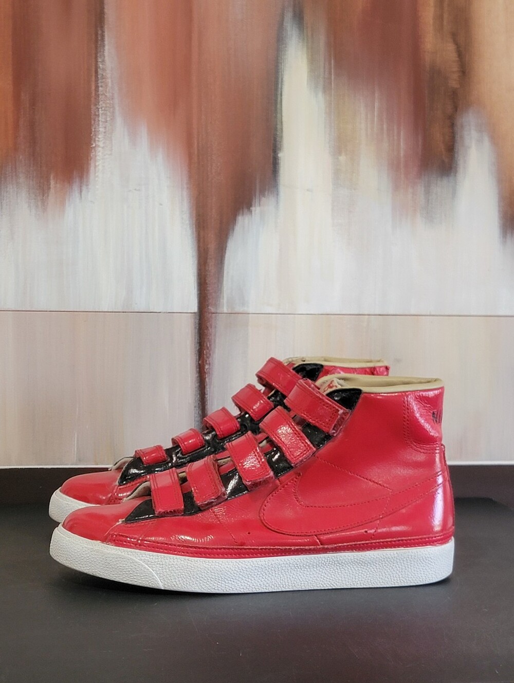 Nike Blazer AC High Top Hook & Loop Sneaker Varsity Red 386162-661 DAMAGED 8.5